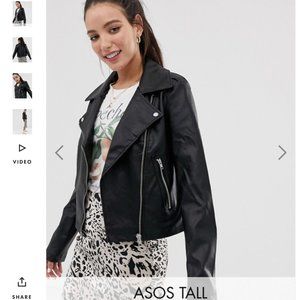ASOS DESIGN Tall leather look biker jacket